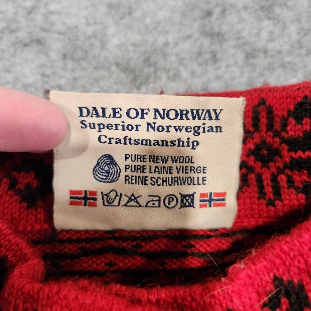Dale Of Norway Womens M Medium Pure‎ Wool Nordic Red Knit Cardigan Sweater - Picture 8 of 13
